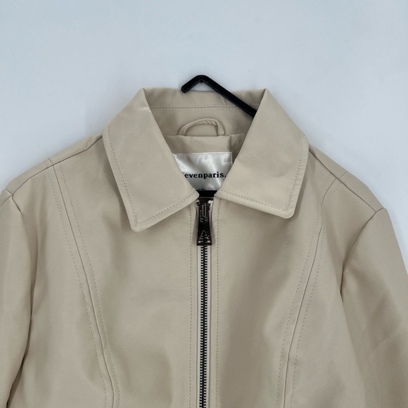 Eleven Paris Faux Leather Tailored Crop Vintage Inspired Boxy Structured Jacket - Picture 1 of 10